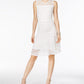 NY Collection Mixed-Lace Illusion Fit Flar White M