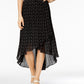 NY Collection Polka-Dot High-Low Midi Skirt BlackWhite Dot M