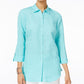 JM Collection Roll-Tab Shirt Pacific Aqua XS