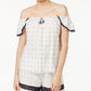 Lucky Brand Crochet-Trimmed Top and Shorts White Dot M