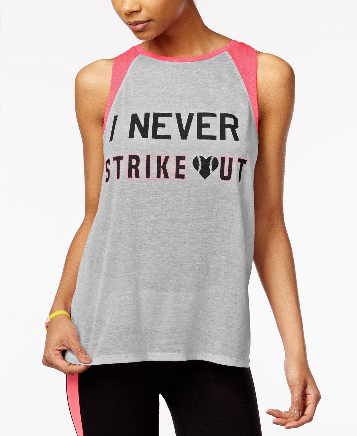 Material Girl Juniors Graphic Muscle T-Shir Never Strike Out S