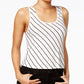 kensie Striped Cropped Top French Vanilla Combo L
