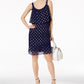 NY Collection Pleated Popover Dress NavyWhite Dot L
