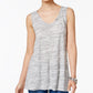 Style Co Petite Space-Dye High-Low Top, Heather PL