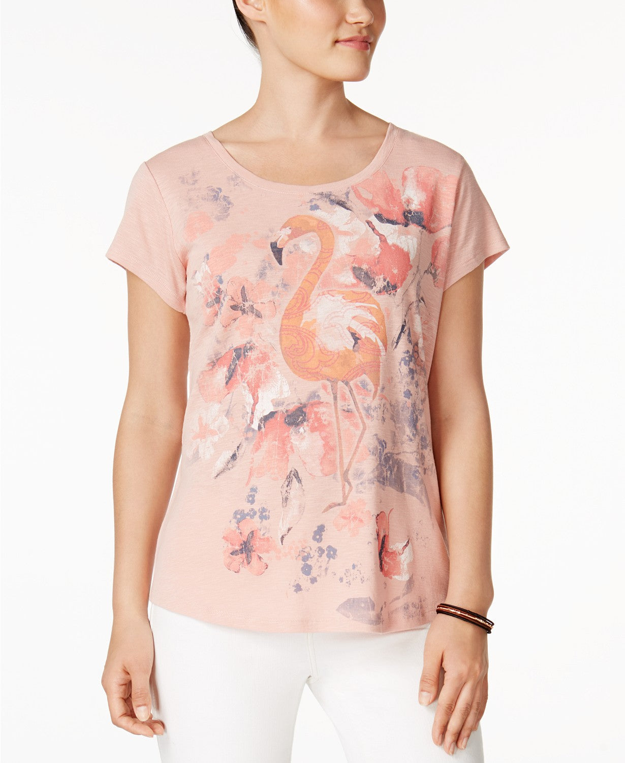 Style Co Flamingo-Graphic T-Shirt Dusty Peach S