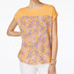 Hippie Rose Juniors Printed Knit-Yoke T-S Yellow Floral L
