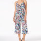 NY Collection Ruffled Culotte Jumpsuit Ivory Multi S