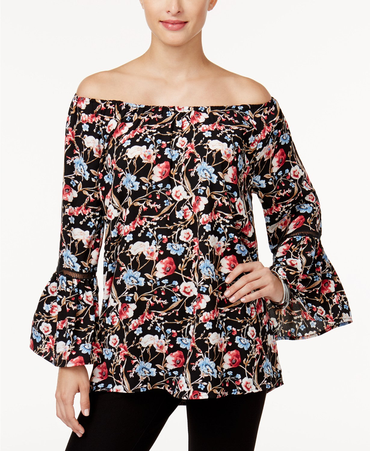 Olivia Grace Printed Off-The-Shoulder Top Floral Harmony XXL