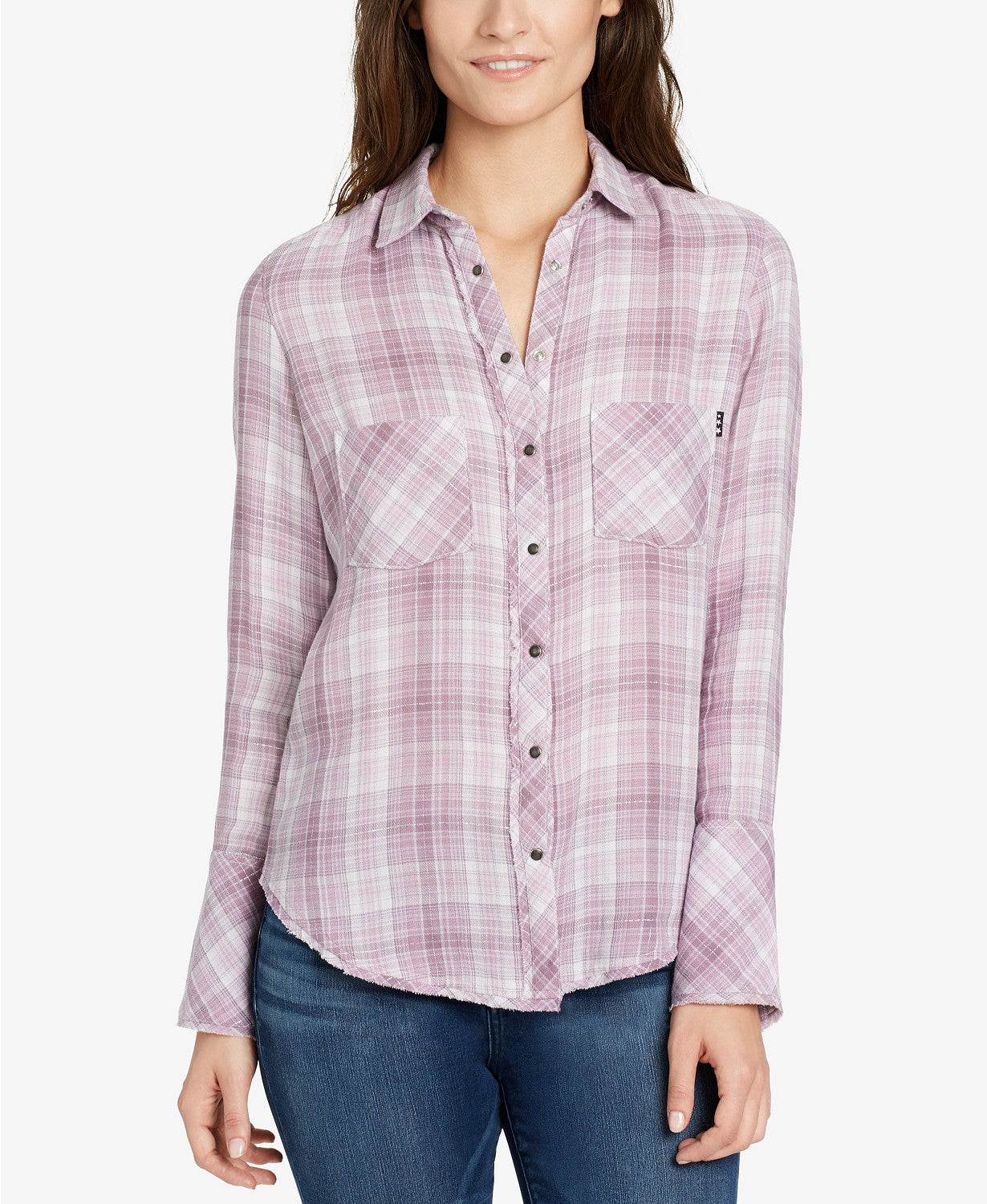 WILLIAM RAST Mercer Cotton Plaid Shirt Violet Ice XL