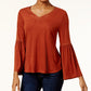 Style Co Studded Faux-Suede Top Rich Auburn XS