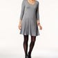 Style Co Three-Quarter-Sleeve Shift Dress Mid Heather Grey XS