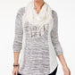 Style Co Removable-Scarf Sweater Winter White S