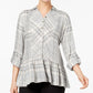 Style & Co. Plaid Flannel Peplum Top (Melange Flannel, M)