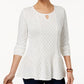 Style Co Petite Lace Peplum High-Low To Winter White PXS