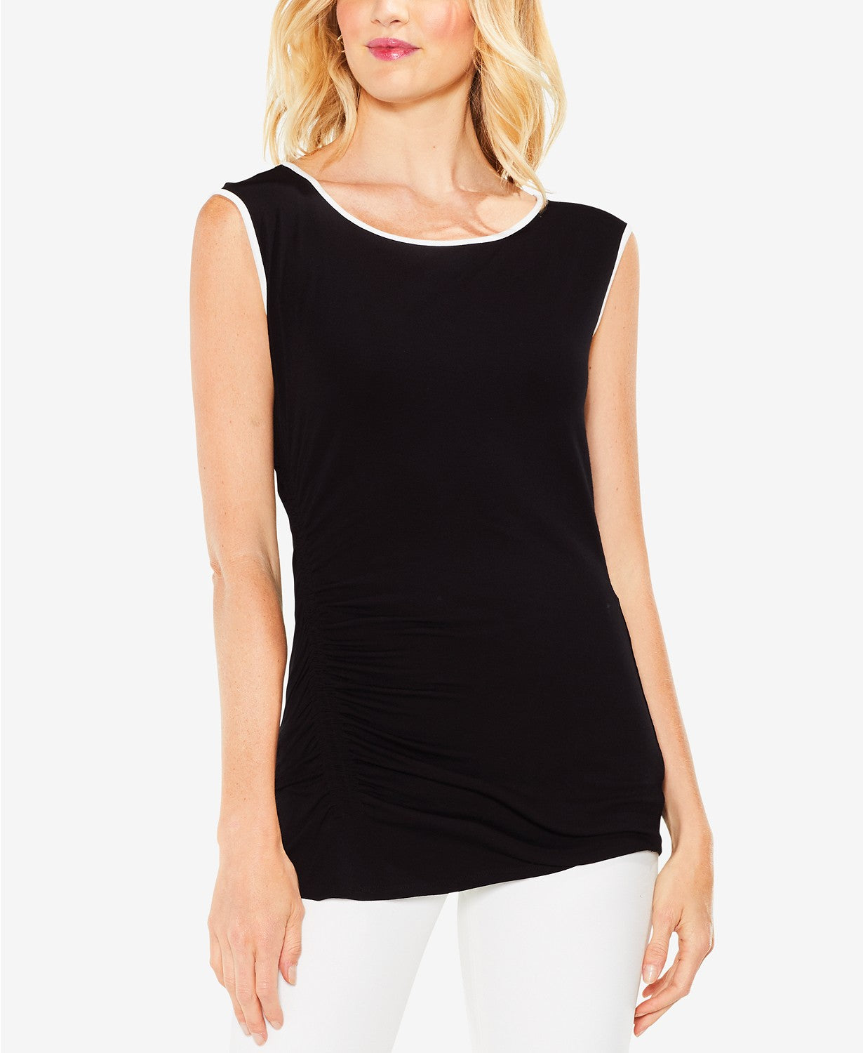Vince Camuto Side-Ruched Tank Rich Black XS