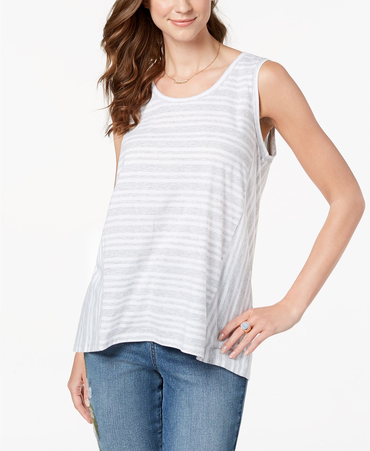 Style Co High-Low Top Light Grey Heather XXL