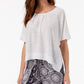 Style & Co Scoopneck Short Sleeve Poncho Top White Large