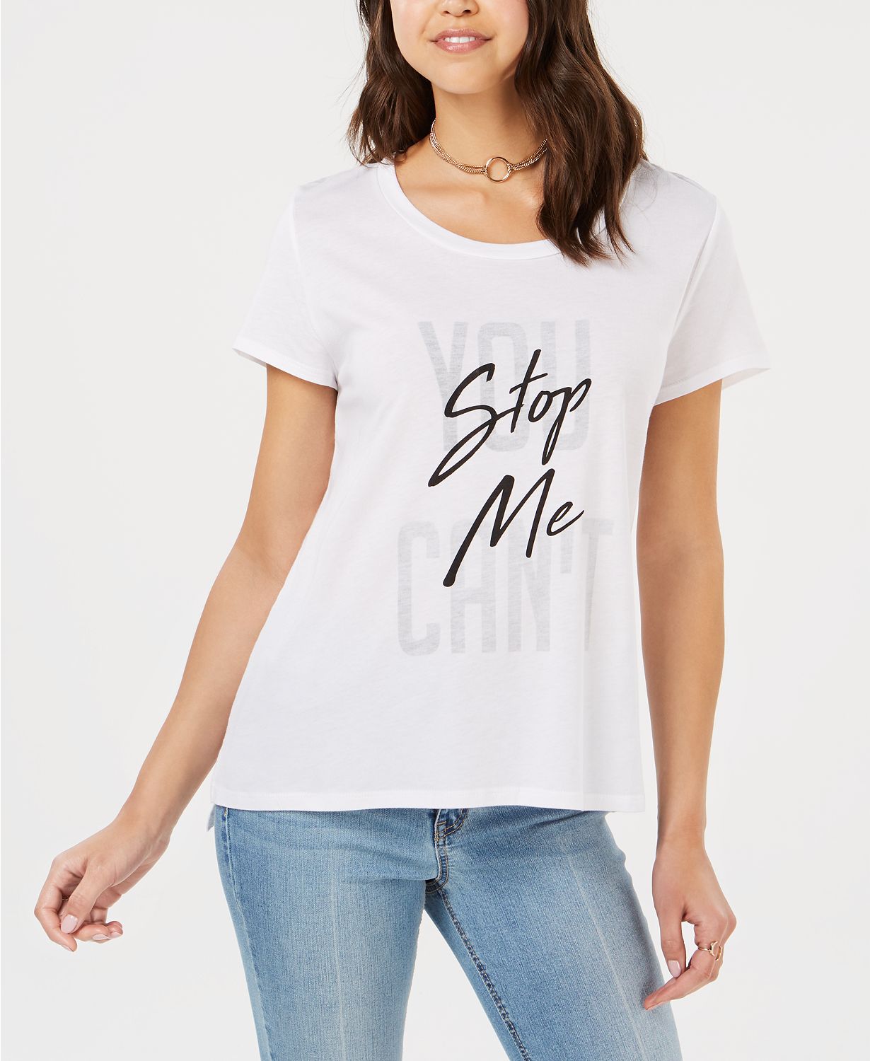 CARBON COPY You Cant Stop Me Short Sleeve Top WHITE XL