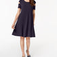 Ny Collection Cutout Sleeve Fit And Flare Dress Navy PXS