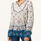 Style & Co Printed Long Sleeve Blouse  White XS