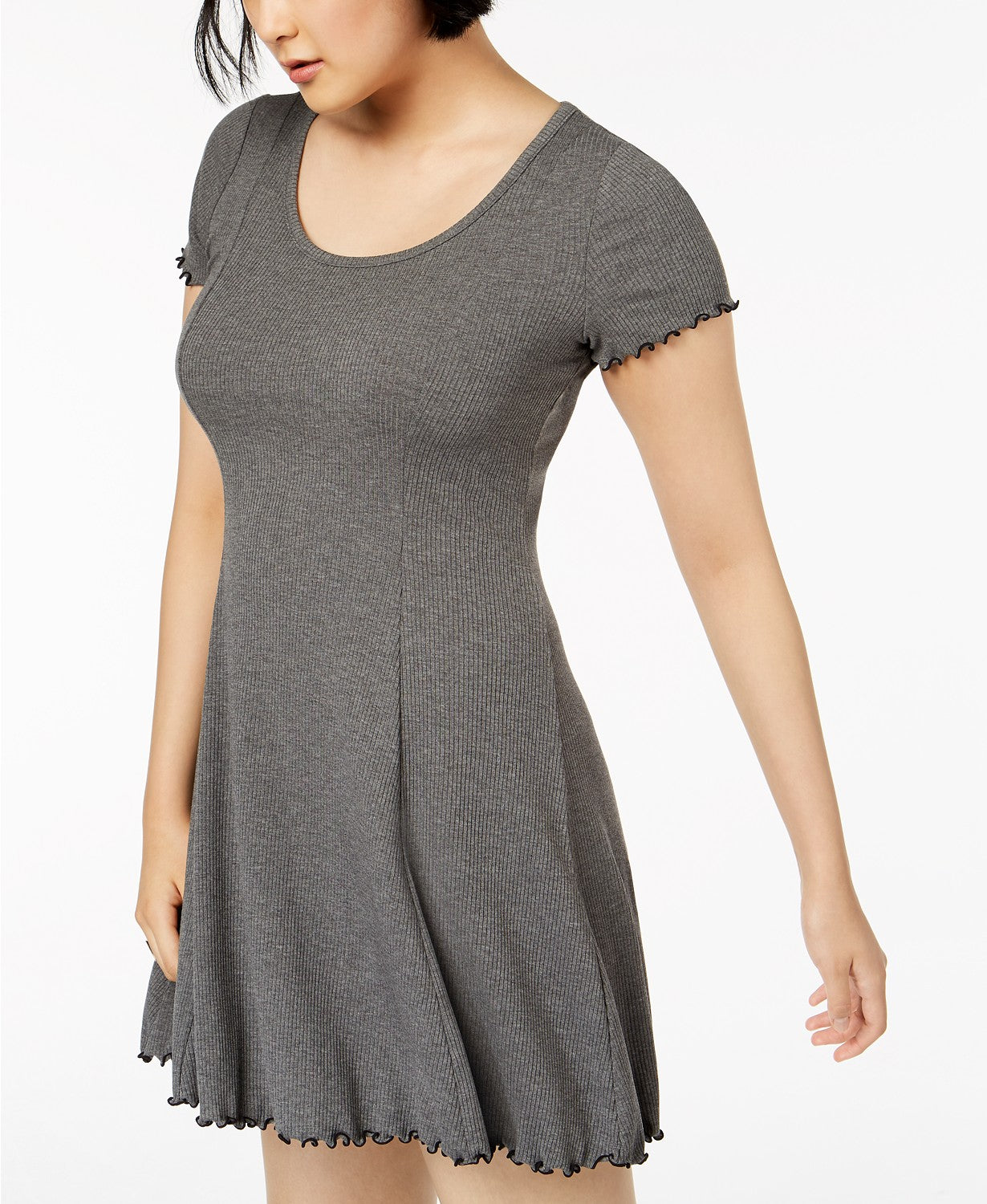 BAR III Heather Fit And Flare Dress Gray M