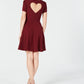 MAISON JULES Dress Heart Cutout Fit Flare Wine 8