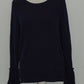 NY Collection Crew-Neck Pleated-Cuff Sweater Evening Blue L