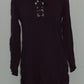 Style Co Lace-Up Tunic Sweater Dark Grape XS