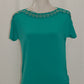 JM Collection Petite Grommet-Trim Top Classic Teal PS