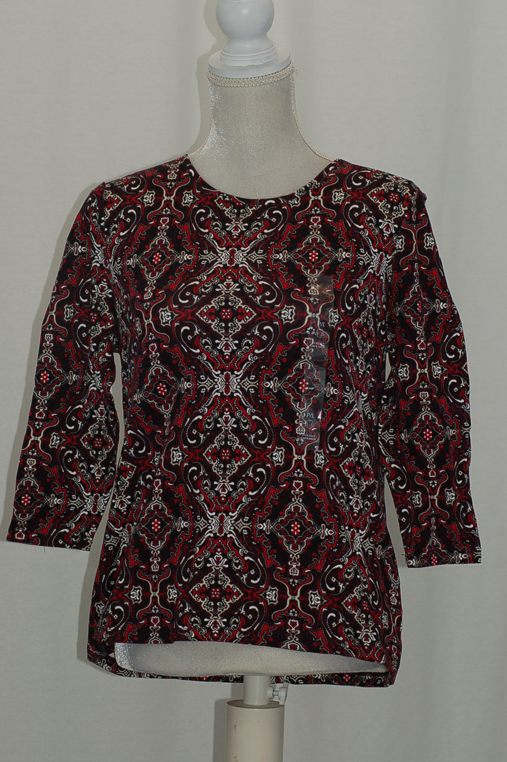 CHARTER CLUB COTTON ANIMAL-PRINT TOP NEW RED AMORE PL