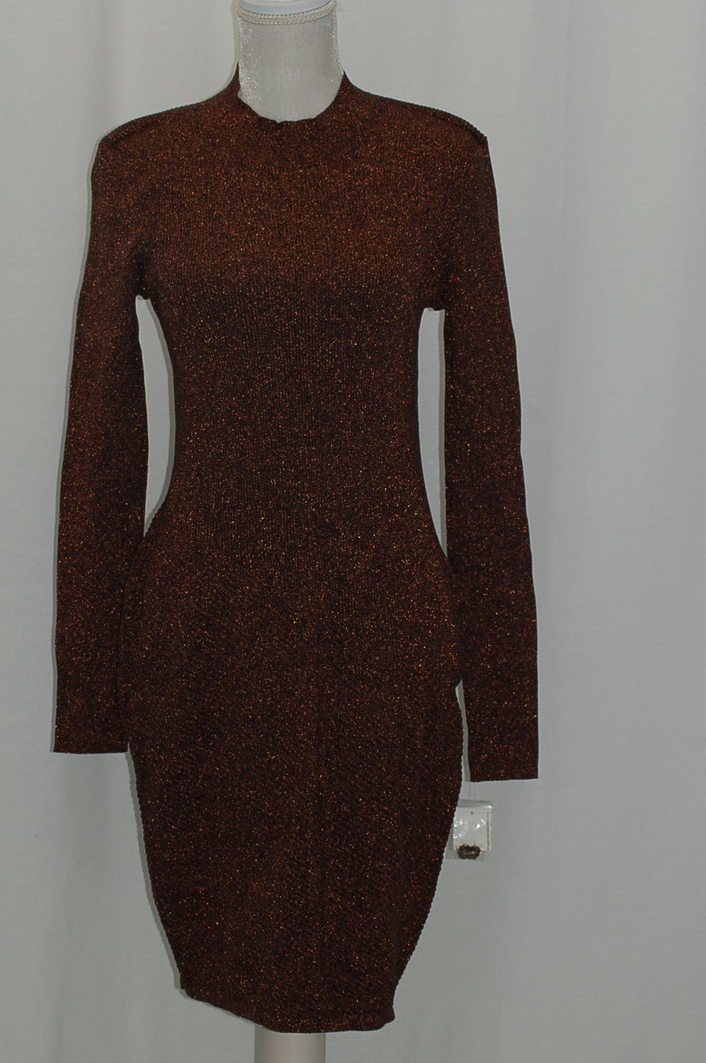 Bar III Metallic Sweater Dress Copper L