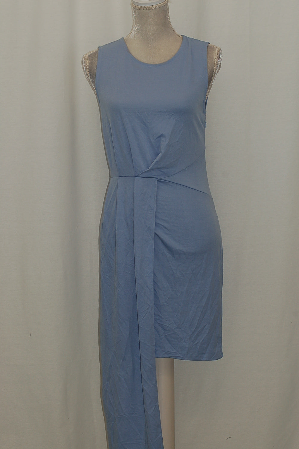 Bar III Womens Asymmetrical Draped Mini Dress Brunera Blue Medium