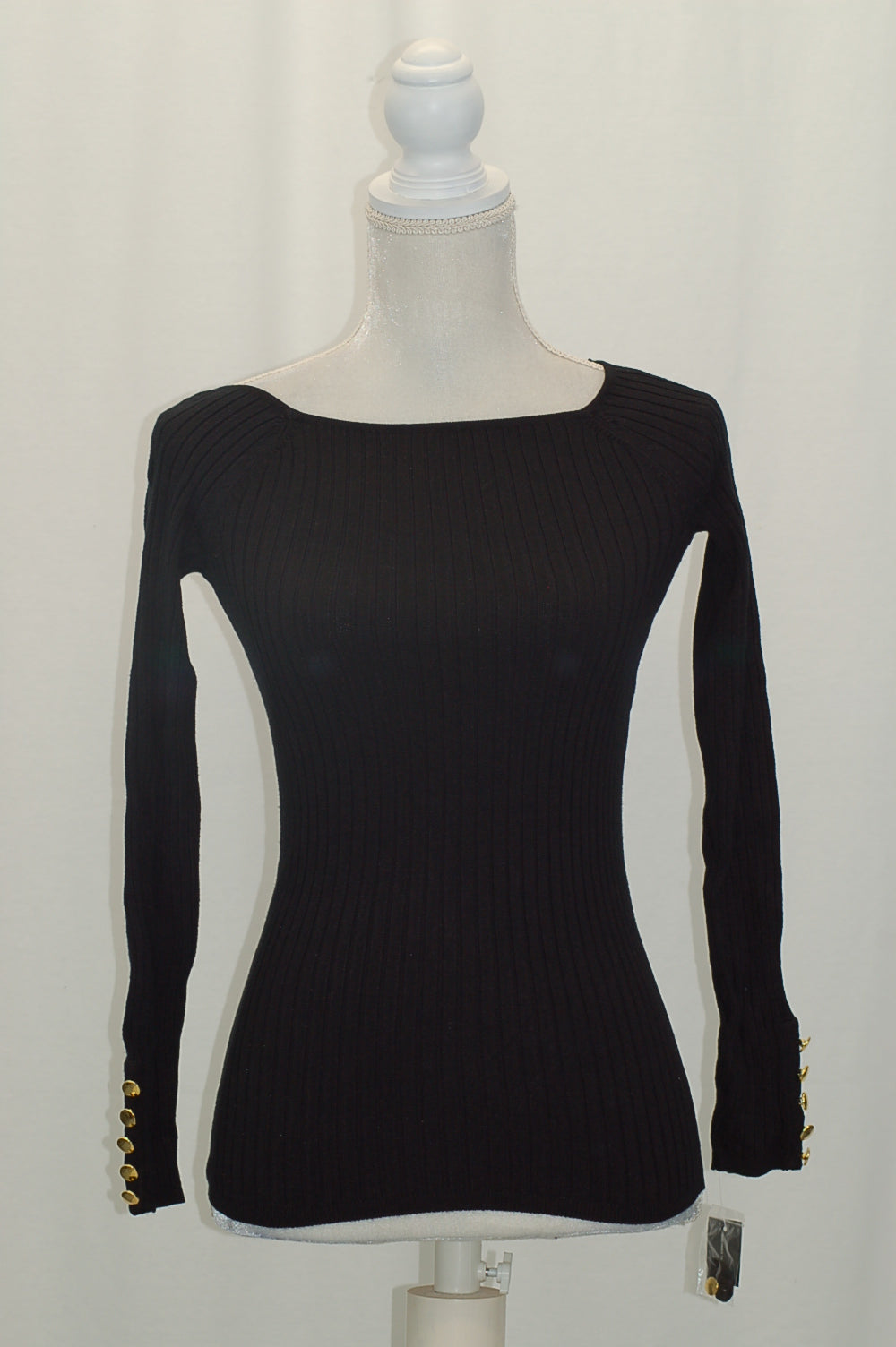 INC International Concepts Petite Ribbed Sweater Black PXS