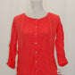 JM Collection Petite Embroidered Button-Up T Coral PXS