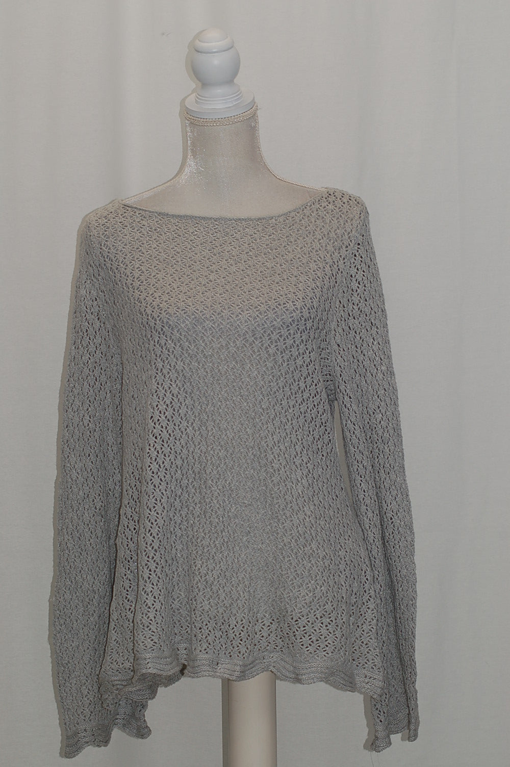Style Co Crocheted Sweater Light Grey Heather XL