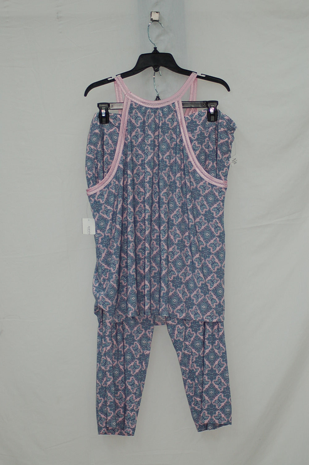 Alfani Satin Trimmed Printed Knit Pajama Tank Top, Medallion, 2XL