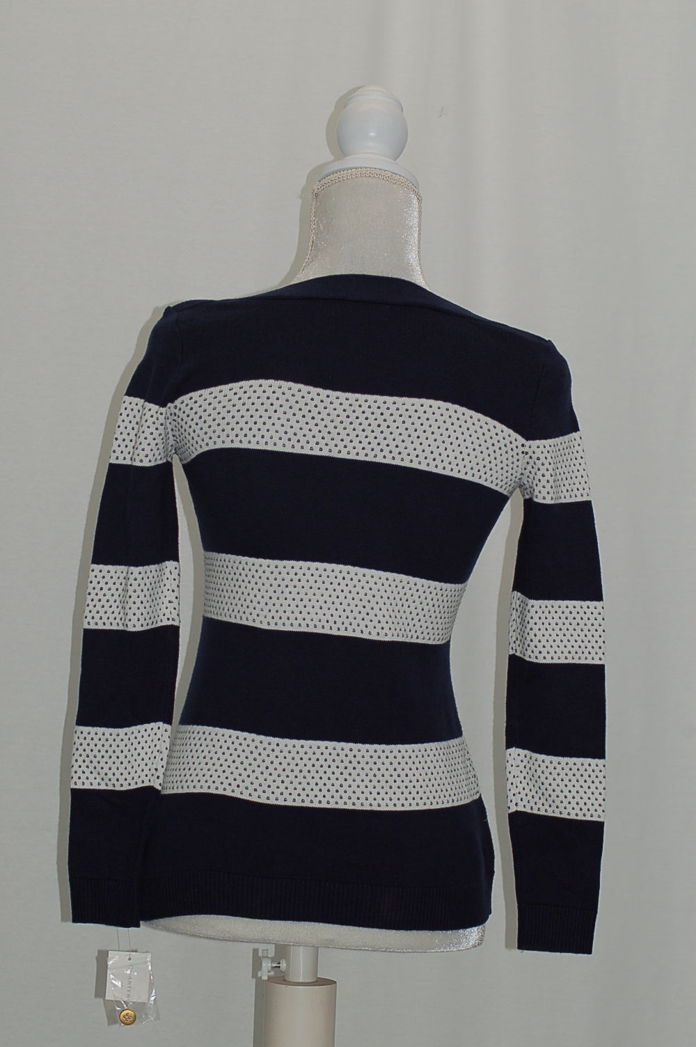 Charter Club Stripe-Stitch Sweater Intrepid Blue Combo PXS