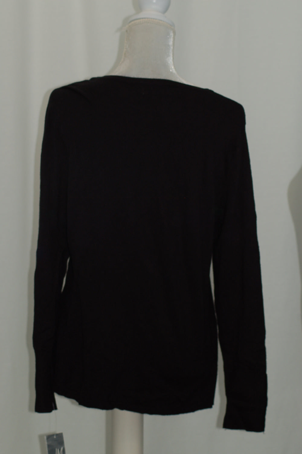 JM Collection Petite Rivet-Cuff Sweater Deep Black PXL