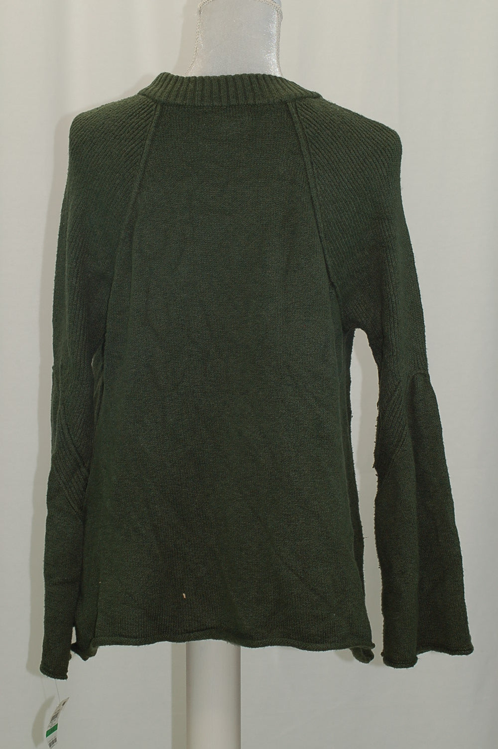 Style Co Split-Neck Bell-Sleeve Sweater Dark Ivy L