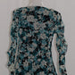 Charter Club Floral-Print Ruffled-Sleeve Me Dusty Teal Combo S