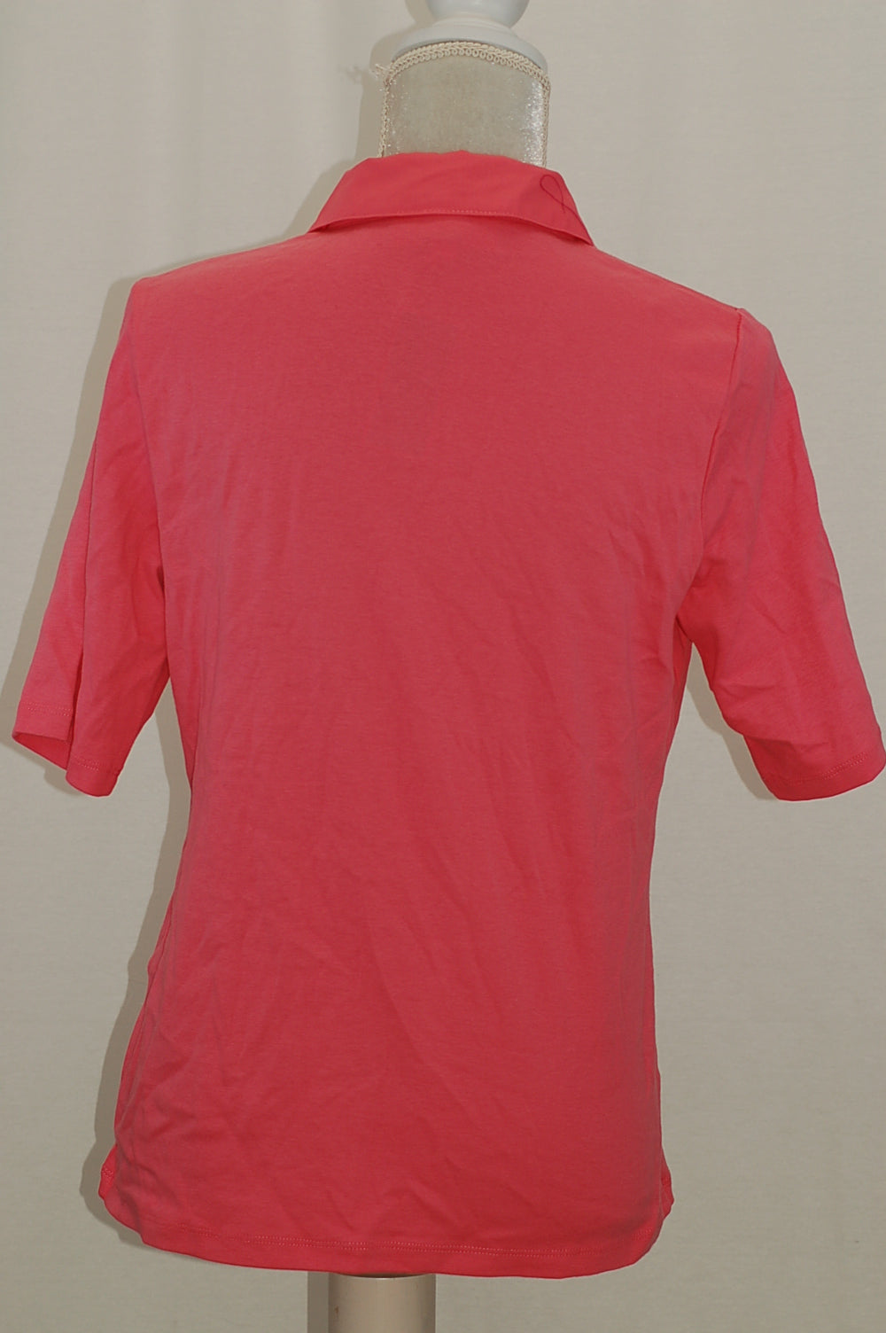 Karen Scott Studded-Collar Polo Shirt Strawberry Ice M