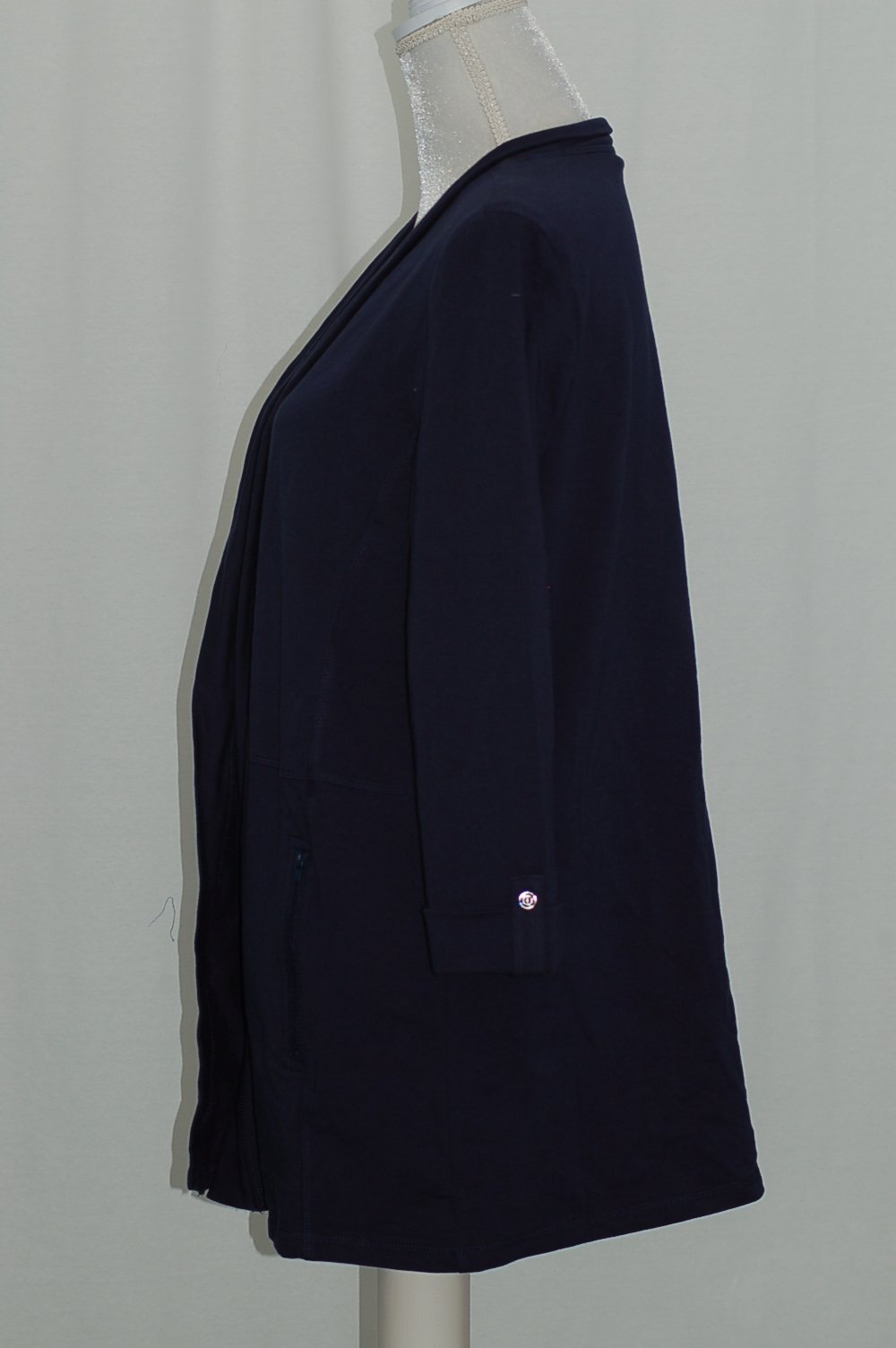Karen Scott 34-Sleeve Open Front Cardigan Intrepid Blue XS