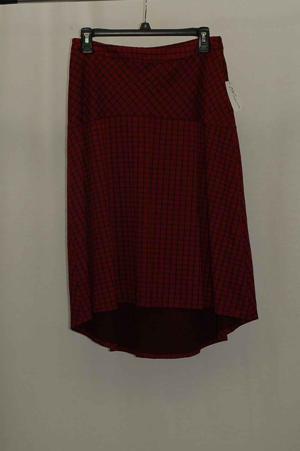 NY Collection Plaid High-Low Skirt PomegranateBlack Check S