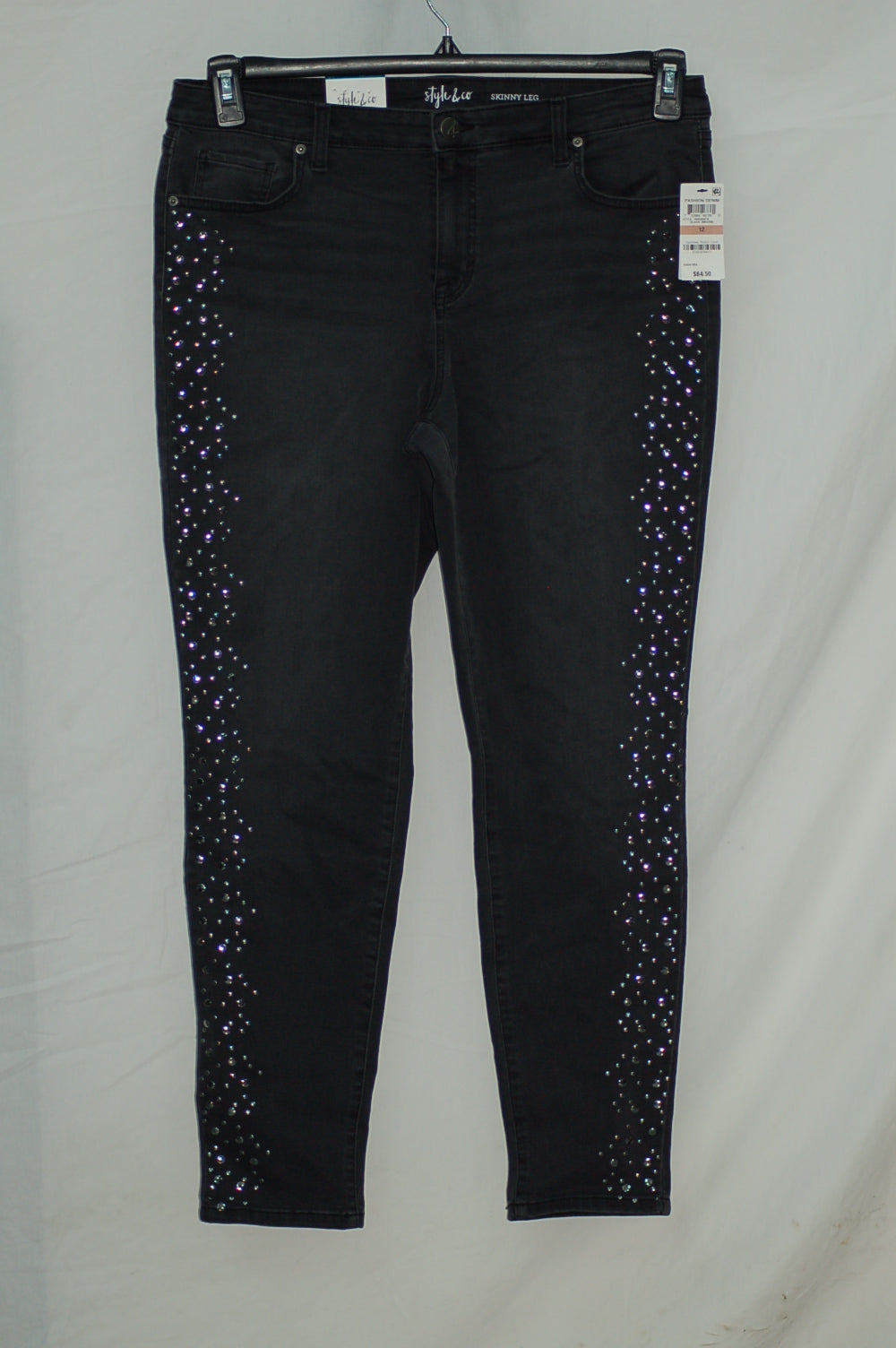 STYLE & CO. SIDE SCATTER SKINNY JEANS BLACK RINSE 8