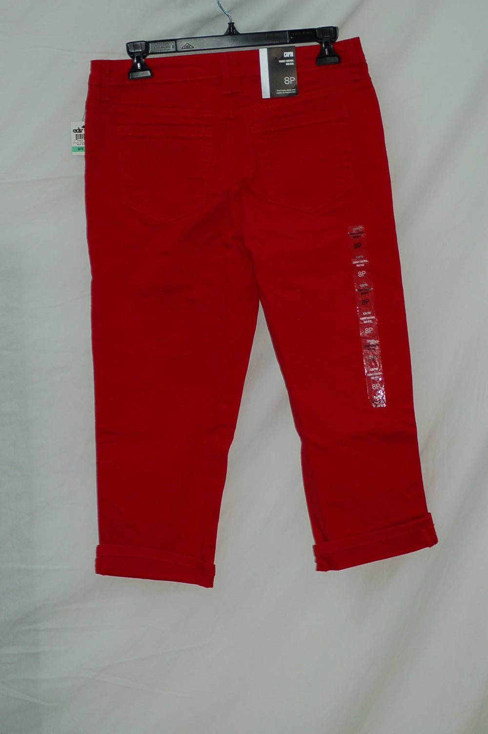 Style Co Petite Tummy Control Capris New Red Amore 8P