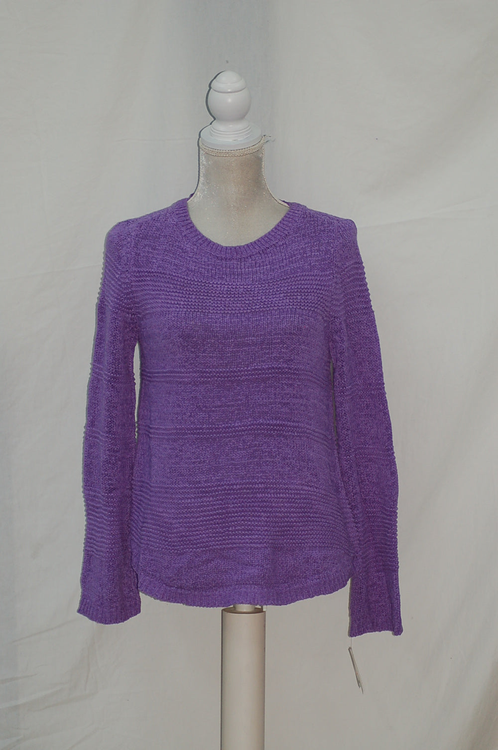 STYLE & CO Sweater Mixed Stitch Tape Pullover  Purple LARGE