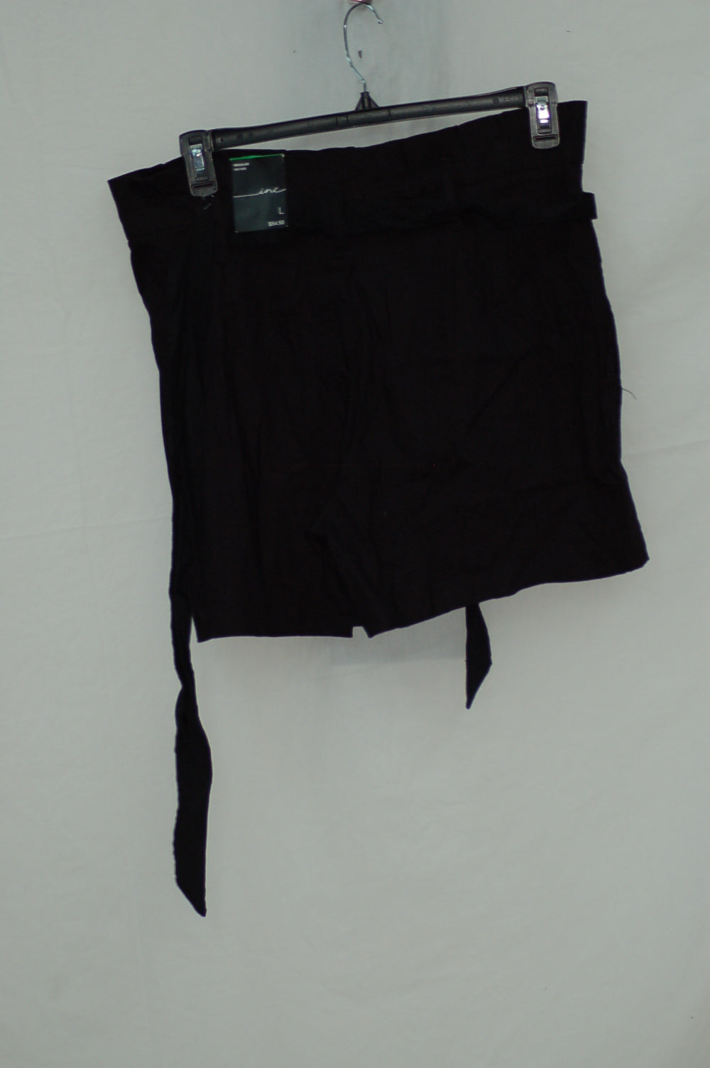INC International Concepts Women's Paper Bag Shorts, Deep Black, L