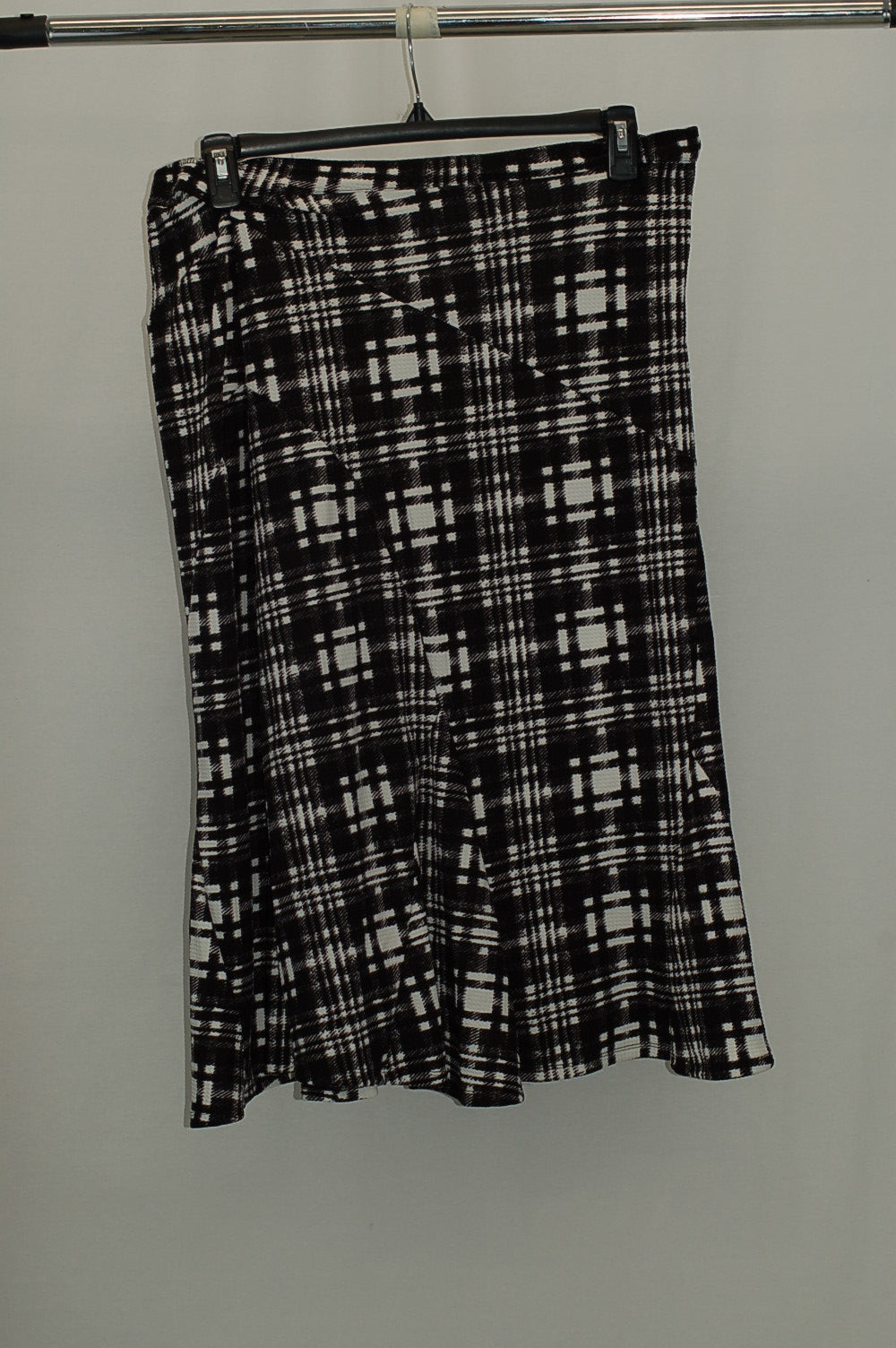 NY Collection Jacquard A-Line Skirt BlackCream Plaid S