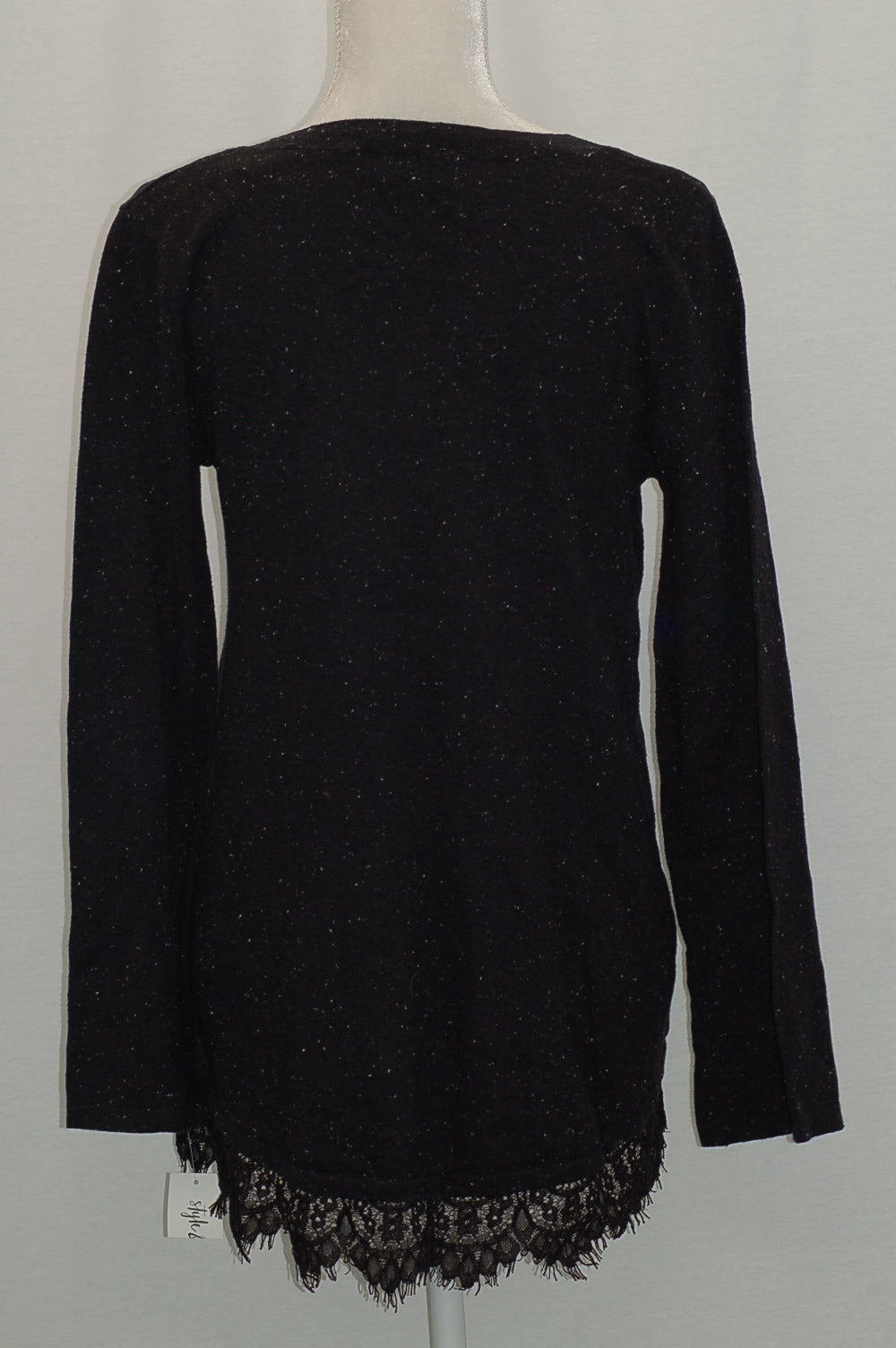 Style Co Lace-Trim Sweater Deep Black S