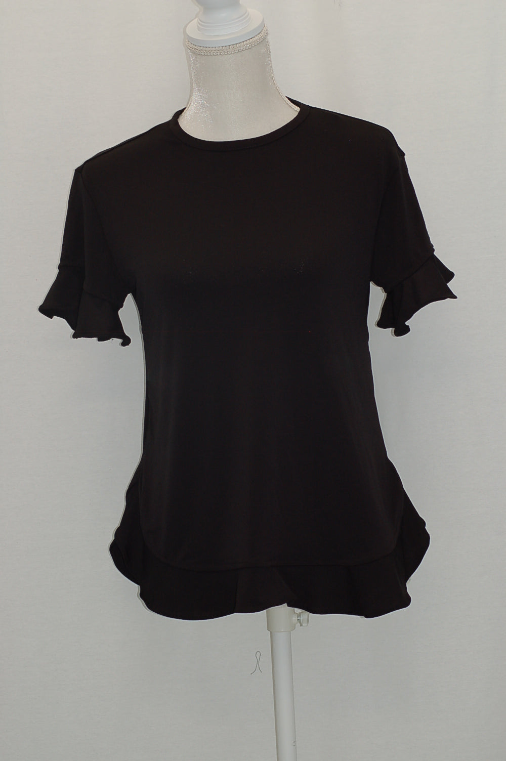 Cable Gauge Ruffled Top Black XS
